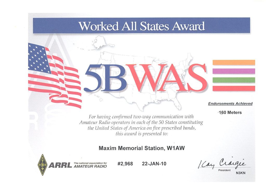 Special Pricing on ARRL 5Band WAS and Triple Play WAS Award-Plaque Applications