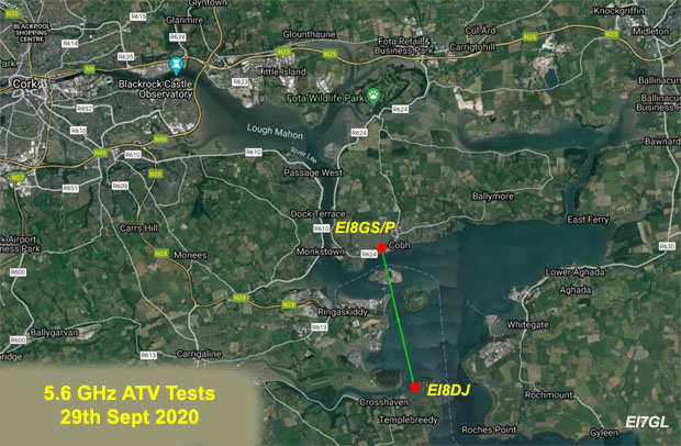 Successful 5.6 GHz ATV test in Cork Harbour