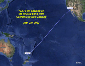10,470km opening on the 40 MHz band from California to New Zealand - 25th Jan 2023