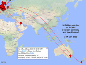18,646km opening on 50 MHz between Germany and New Zealand - 24th Jan 2023