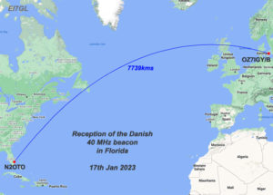 Danish 40 MHz beacon heard for the first time in N America - 17th Jan 2023