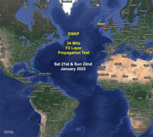 EI9KP to carry out 34 MHz Propagation Tests on Sat 21st & Sun 22nd Jan 2023