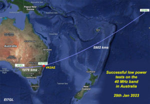 Successful low power tests on the 40 MHz band in Australia - 29th Jan 2023